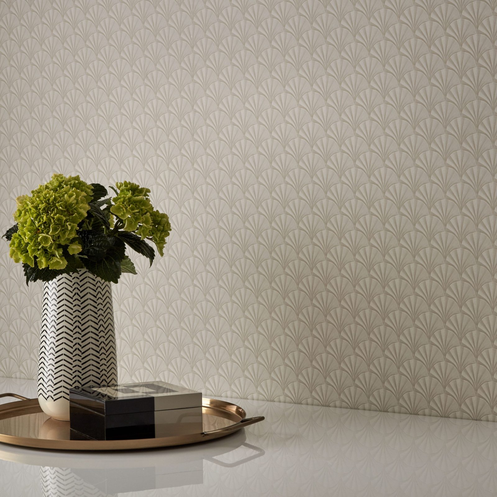 Elodie, Ivory Cream Luxury Art Deco, 1838 Wallcoverings, 5.3mp / rola 2