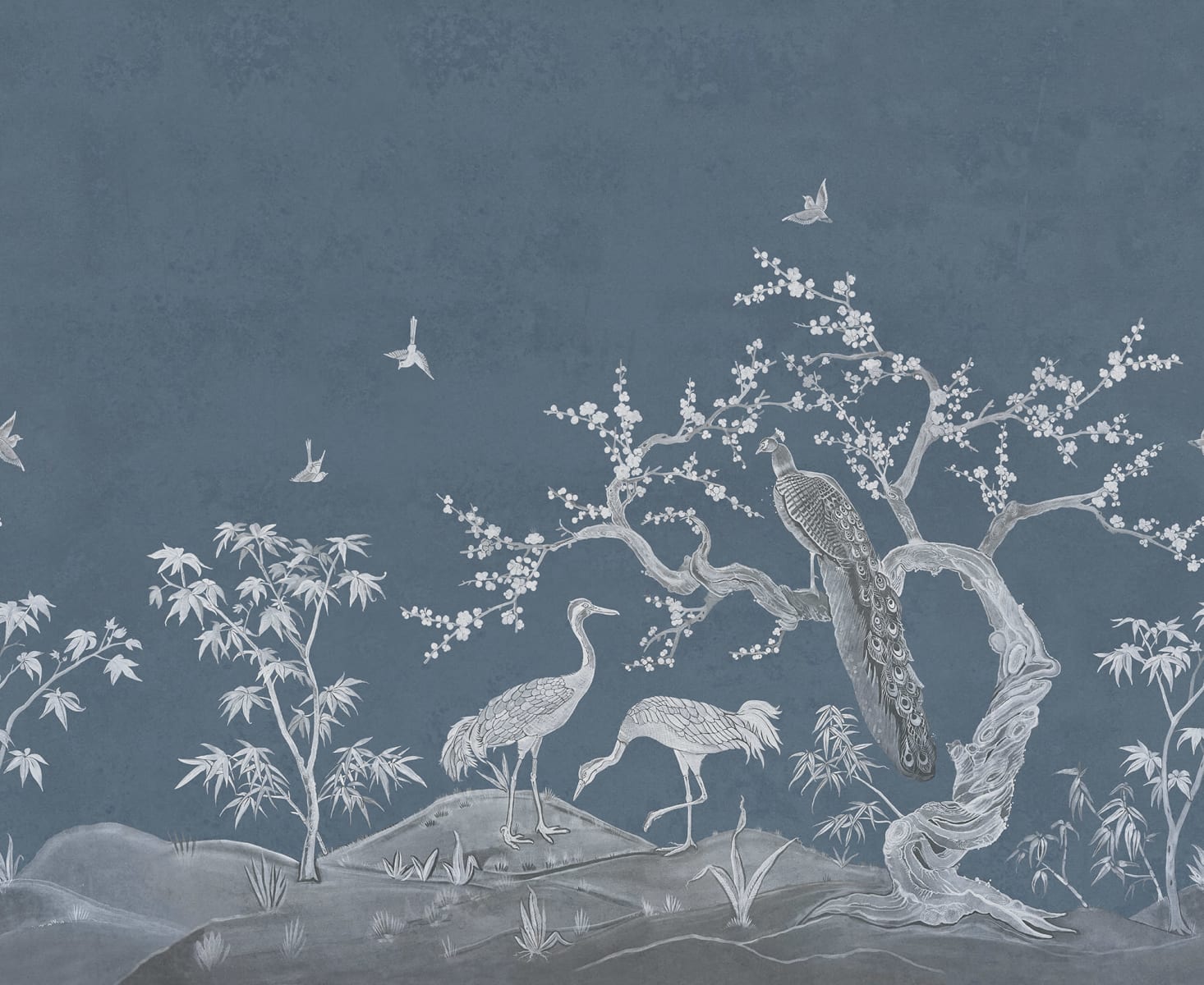 Chinoiserie Lace, Navy Blue, Rebel Walls