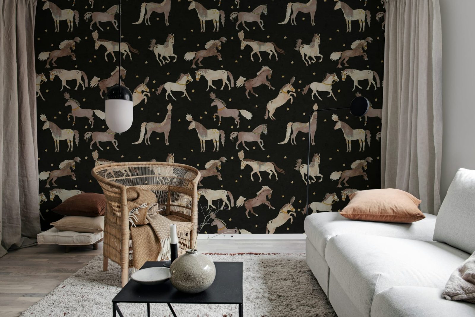 Circus Horses, Black, Rebel Walls 2