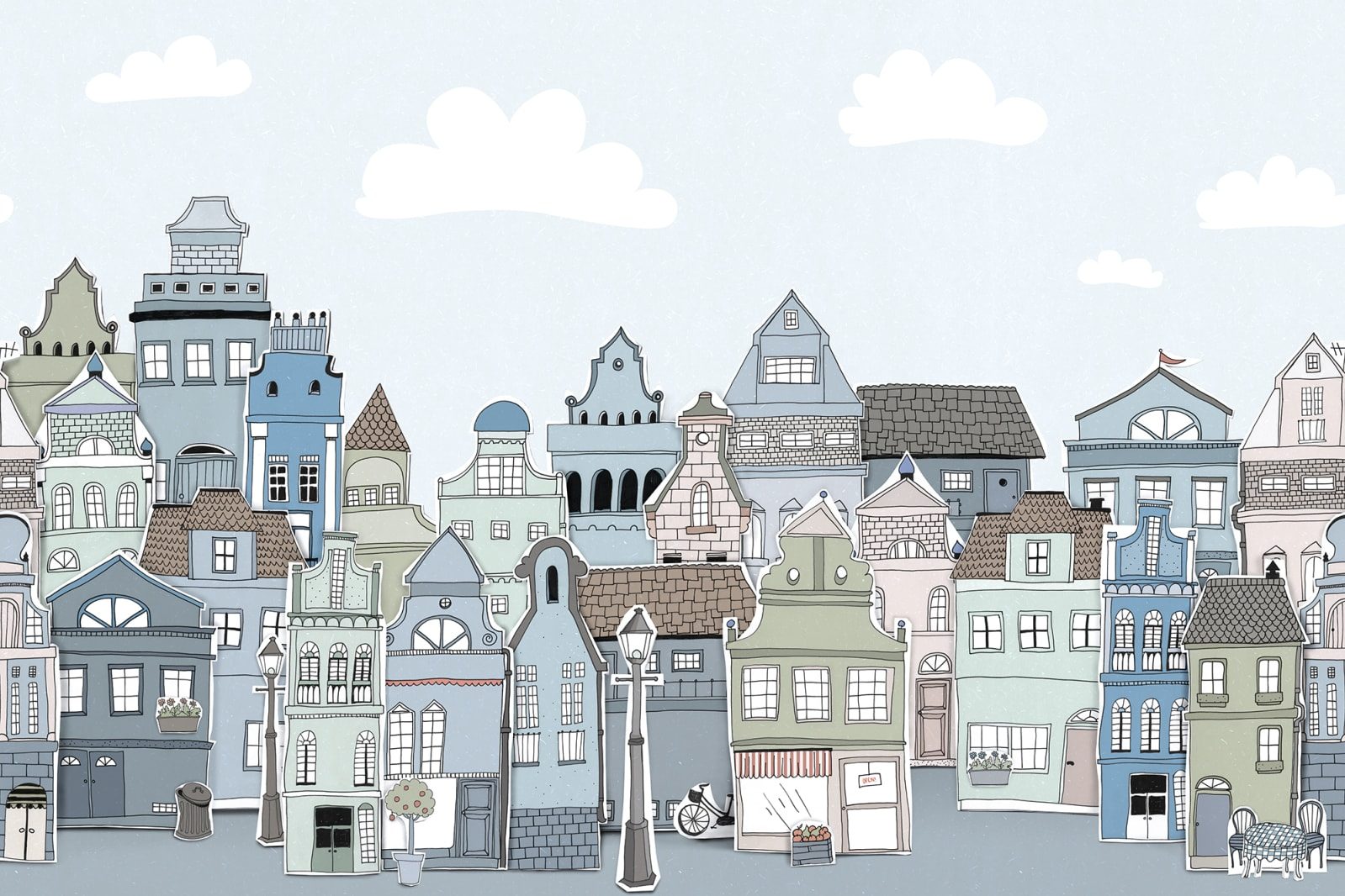 London Houses, Blue, Rebel Walls