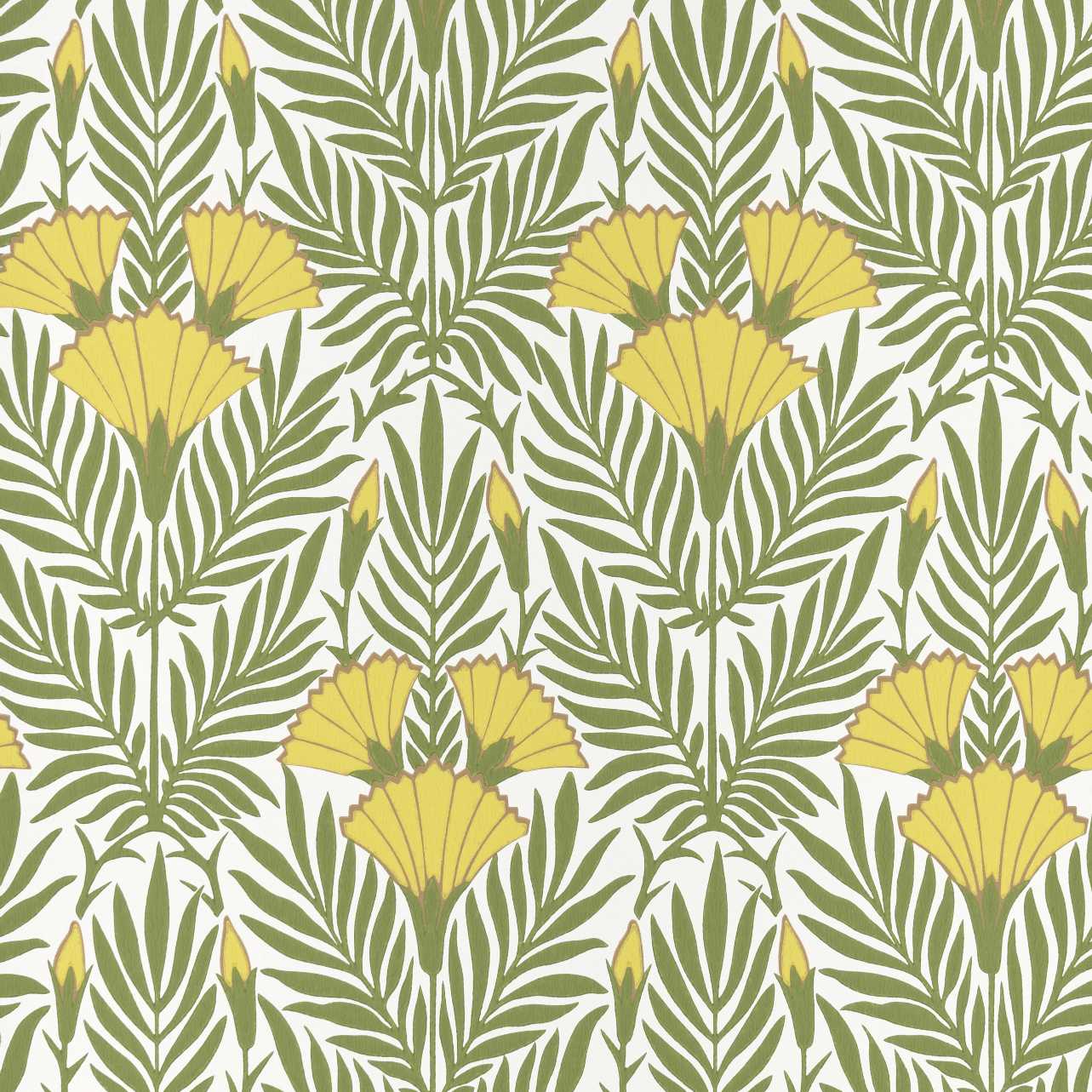 Floral Fanfare, Vivid Yellow, 1838 Wallcoverings, 5.3mp / rola