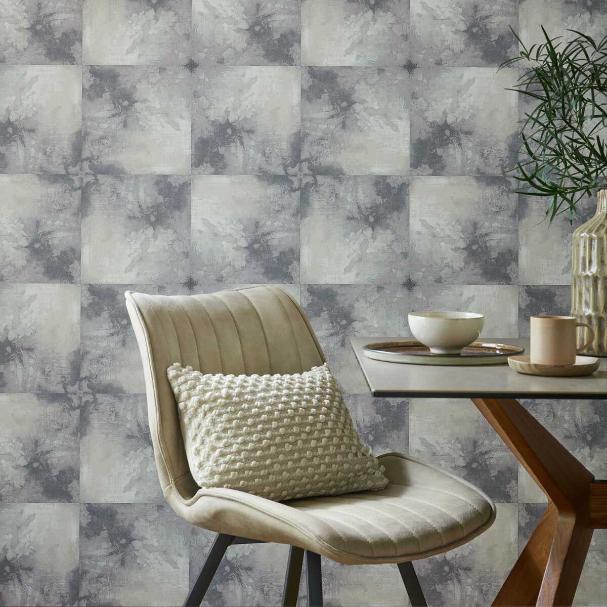 Crystalline, Quartz Grey Luxury Tile, 1838 Wallcoverings, 5.3mp / rola 2