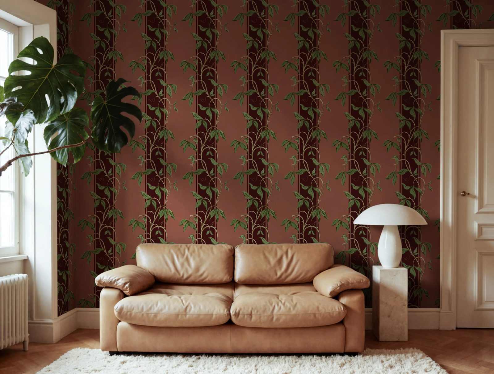 Garden Stripe, Burgundy, Rebel Walls 2