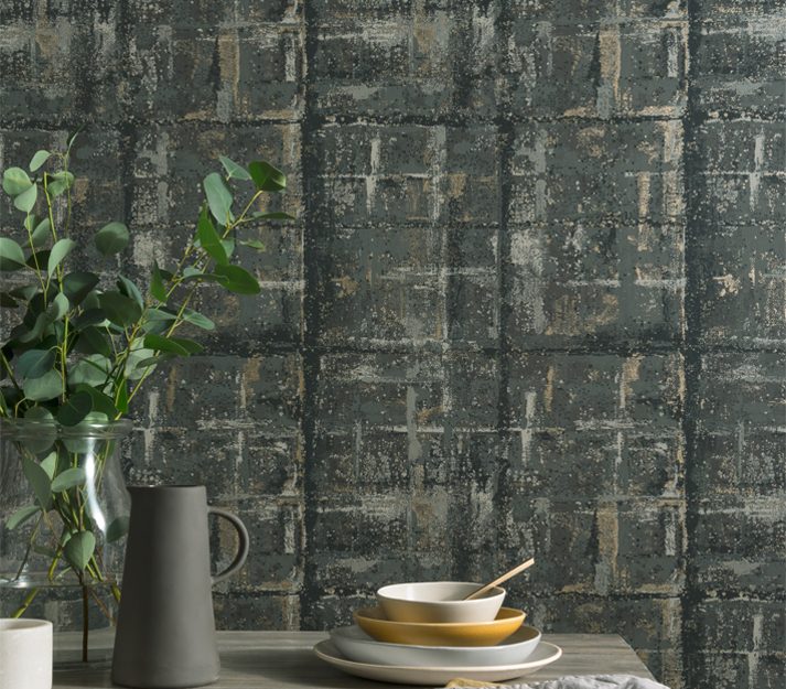 Patina, Jet Black Luxury Textured, 1838 Wallcoverings, 5.3mp / rola 2