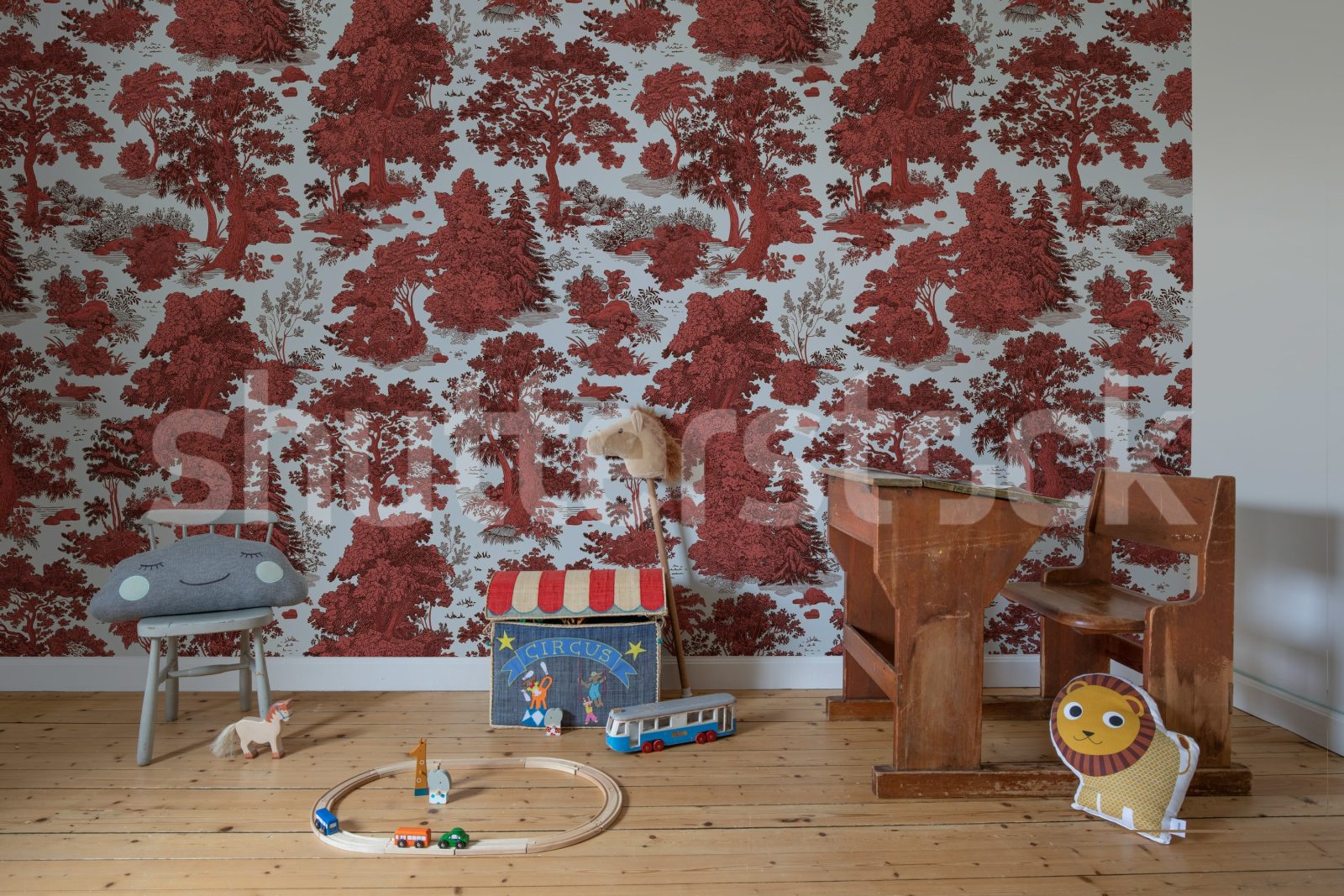 Woodland Toile, Red, Rebel Walls 3