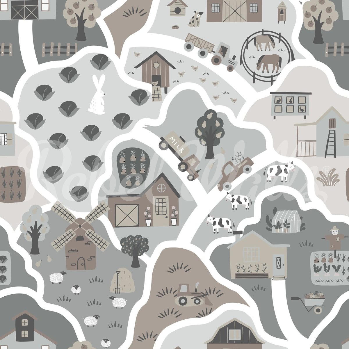 Happy Landscape, Gray, Rebel Walls