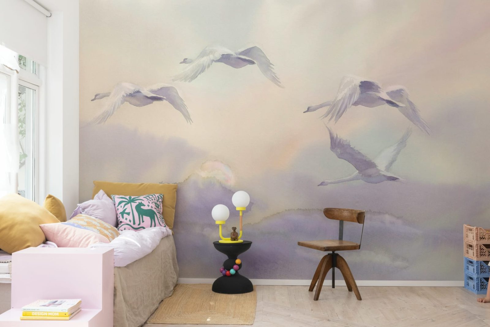 Flying Swans, Pastel, Rebel Walls 3