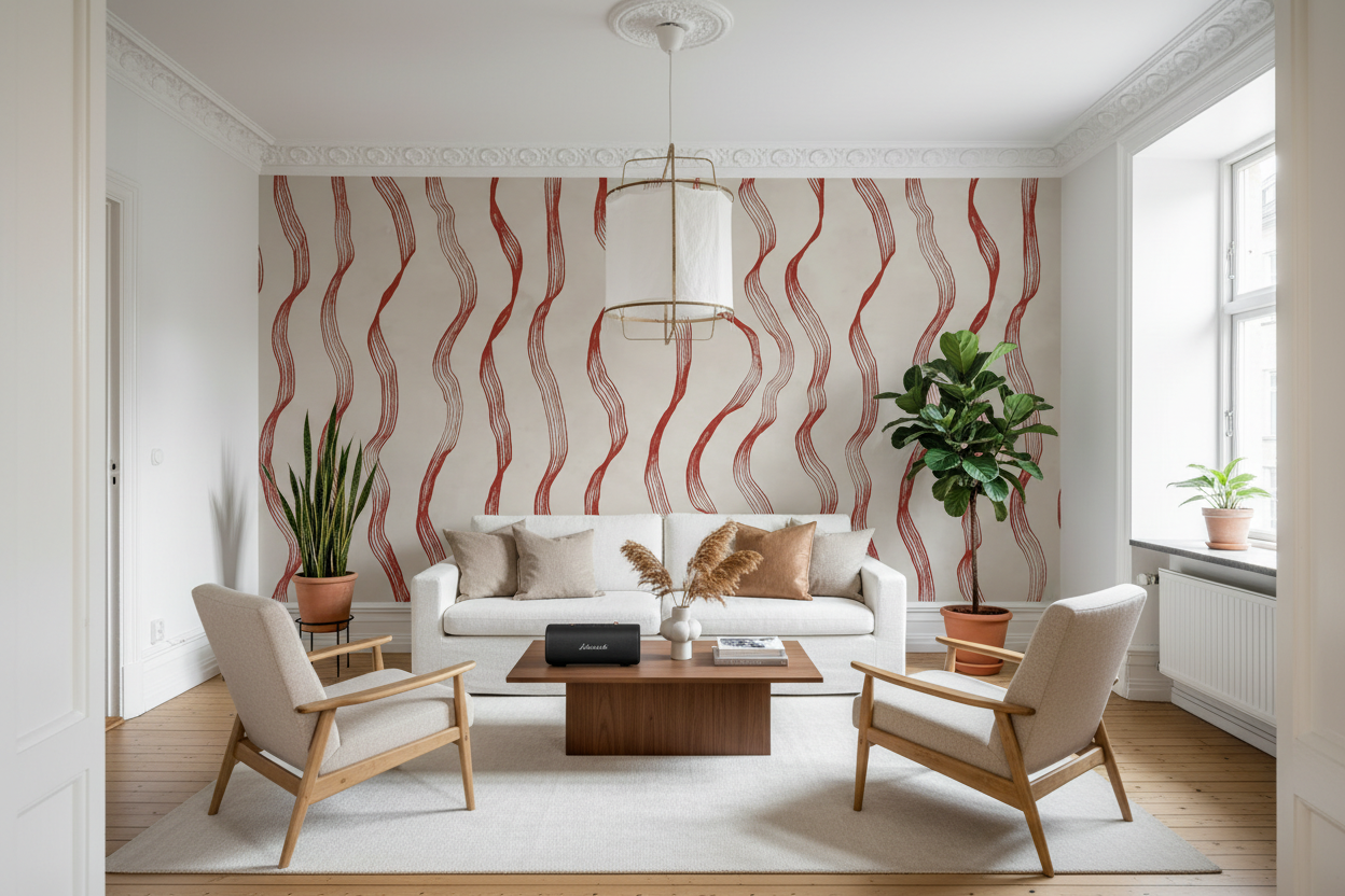 Ribbon Stripe, Red, Rebel Walls 5