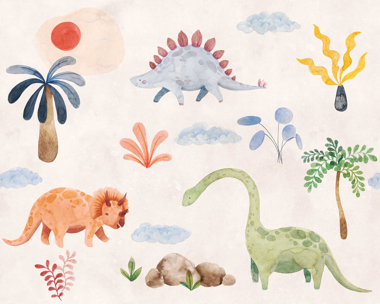 Dinosaur Oasis, Beige, Rebel Walls