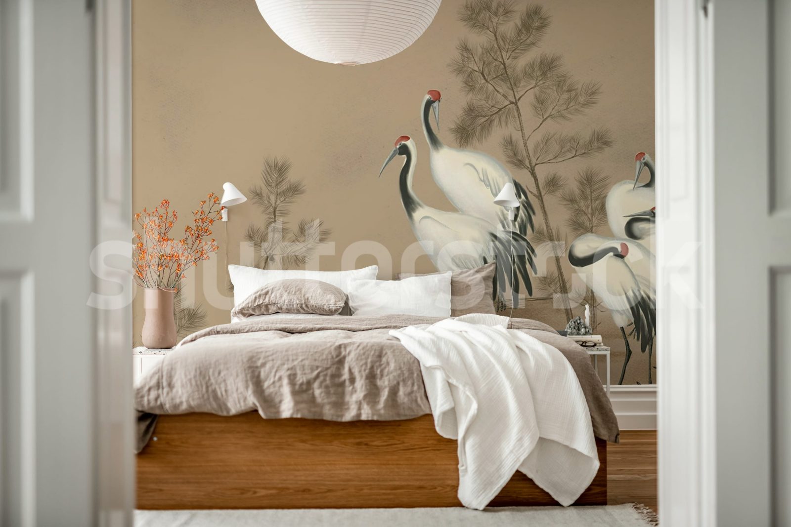 Whispering Cranes, Beige, Rebel Walls 2