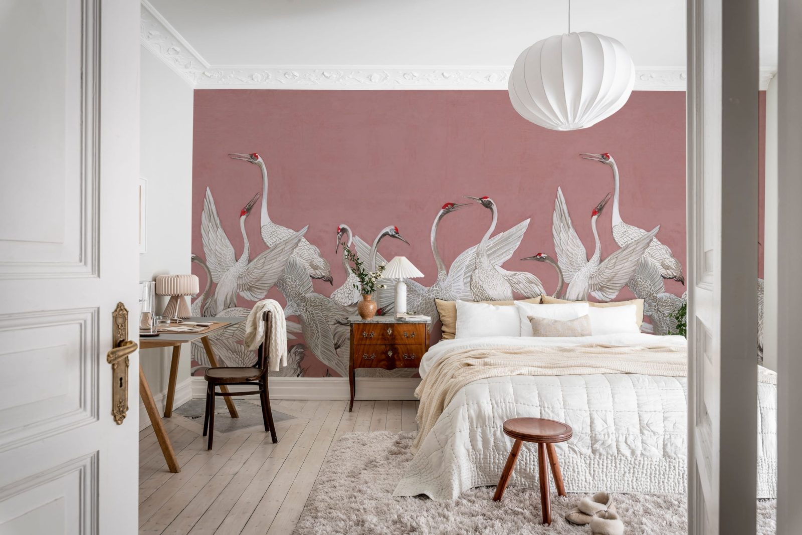 Soaring Cranes, Pink, Rebel Walls 3