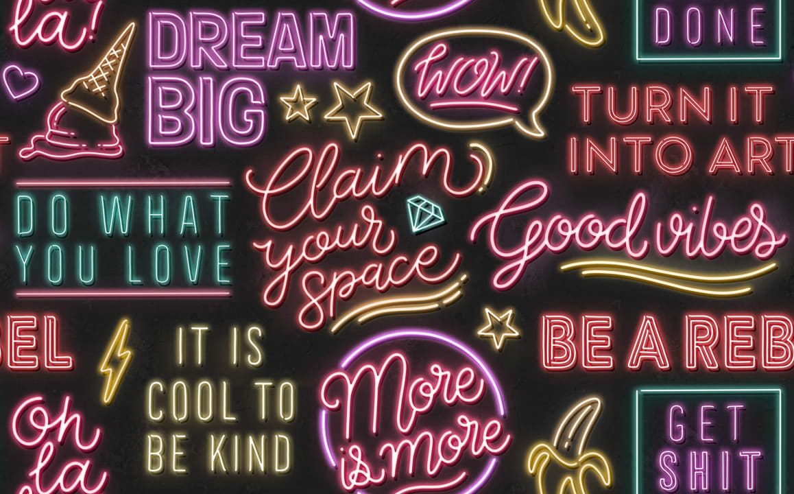 Neon Vibes, Black, Rebel Walls