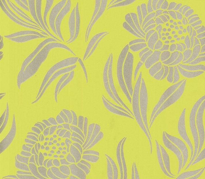 Chatsworth, Lime Green Luxury Floral, 1838 Wallcoverings, 5.3mp / rola