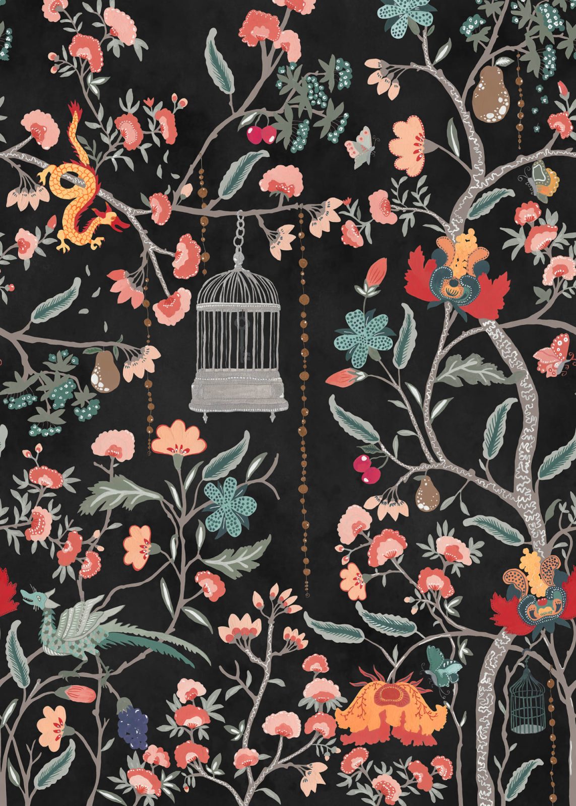 Mystic Garden, Black, Rebel Walls