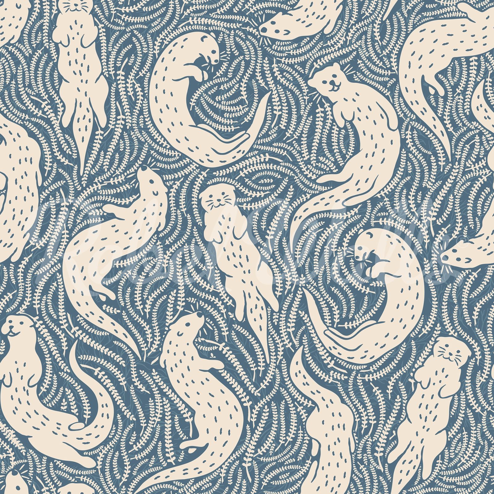Cute Otters, Blue, Rebel Walls