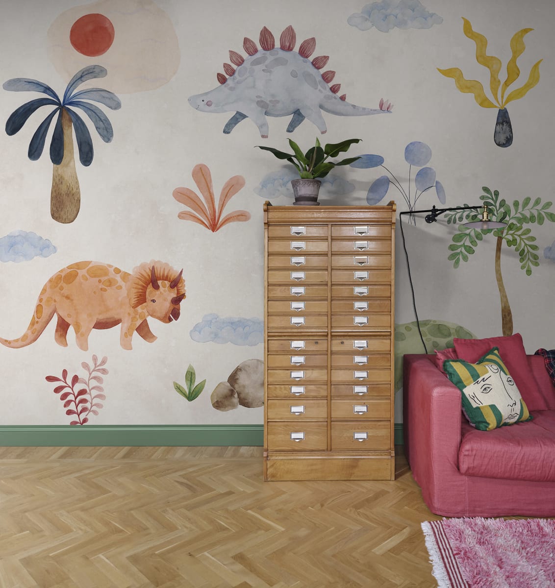 Dinosaur Oasis, Beige, Rebel Walls 2