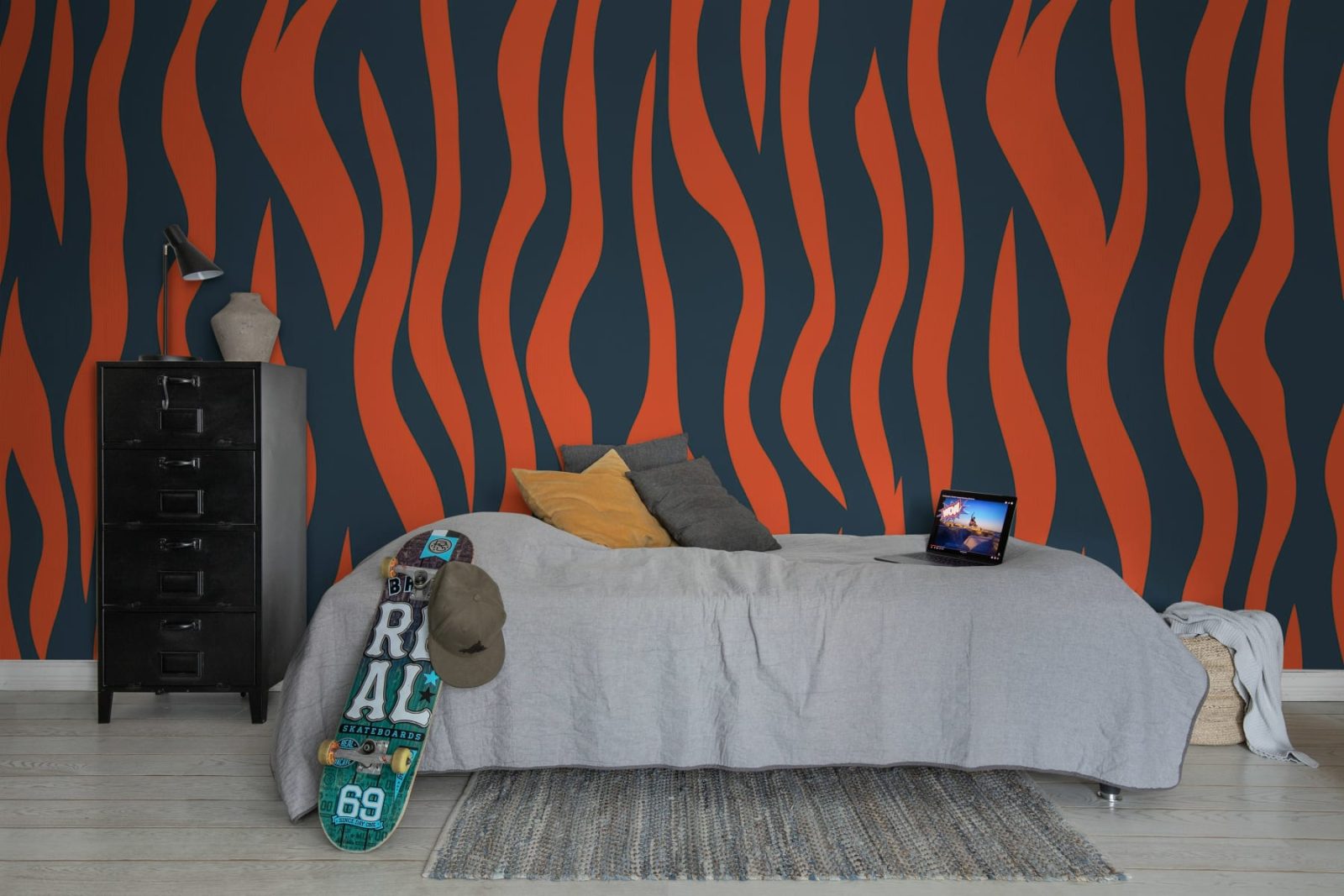 Zebra Lines, Blue & Red, Rebel Walls 3