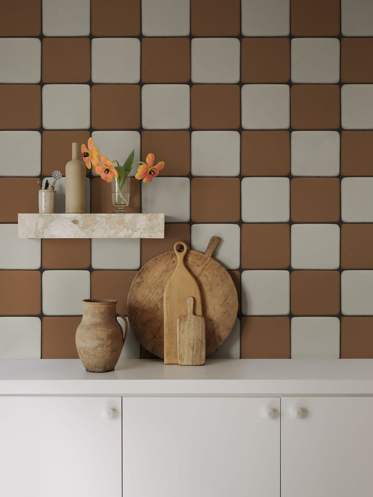 Porcelain Tiles, Orange, Rebel Walls 3