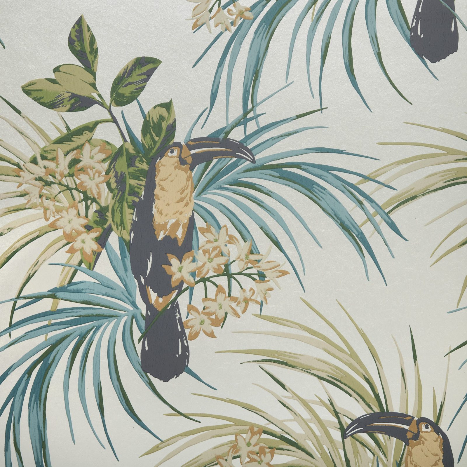 Le Toucan, Emerald Green Luxury Bird, 1838 Wallcoverings, 5.3mp / rola