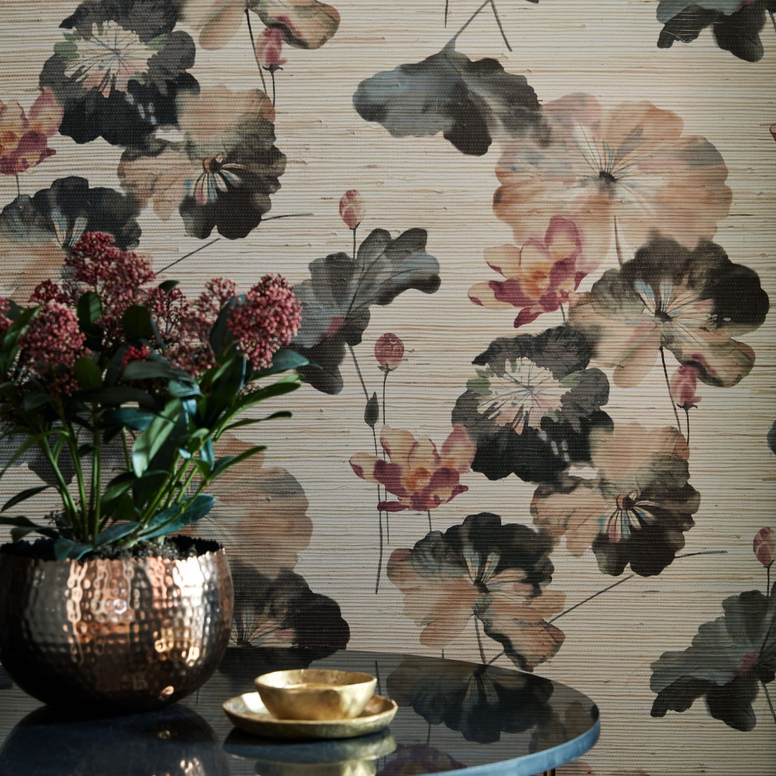 Water Lilies, Fibre naturale (Grasscloth), 1838 Wallcoverings, 5.1mp / rola 2