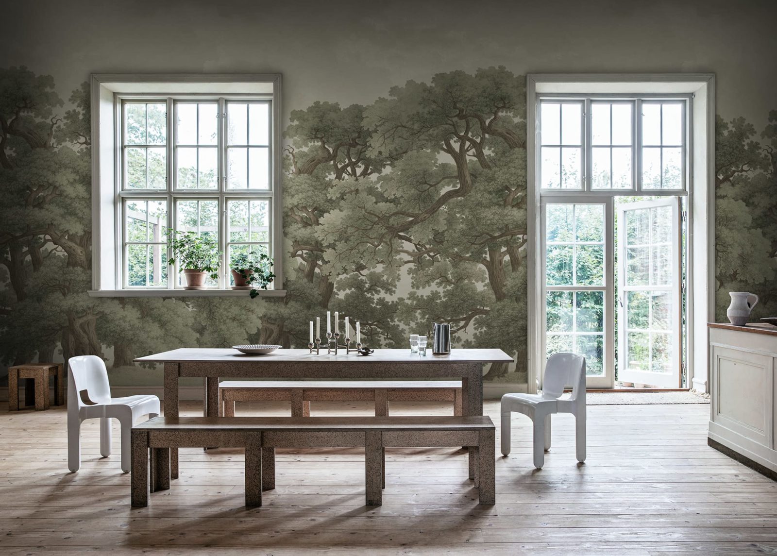 Vintage Oaks, Green, Rebel Walls 3