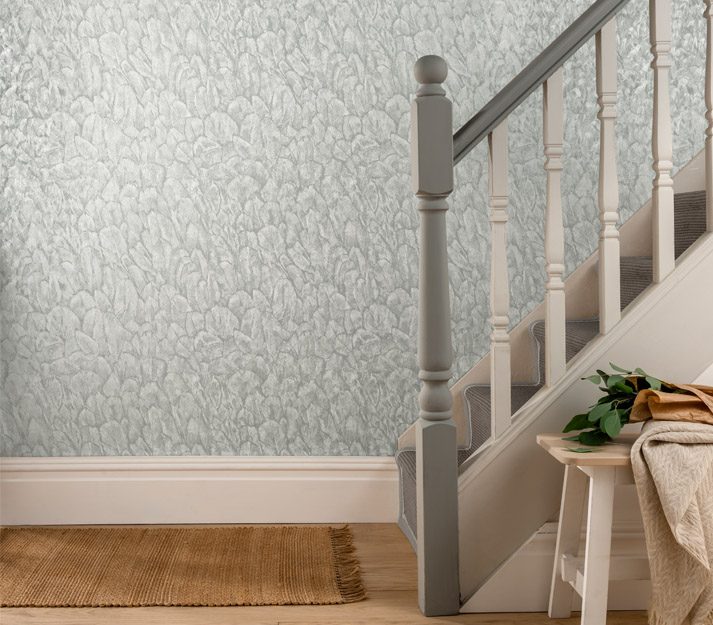 Tranquil, Mist Grey Luxury Feather, 1838 Wallcoverings, 5.3mp / rola 2