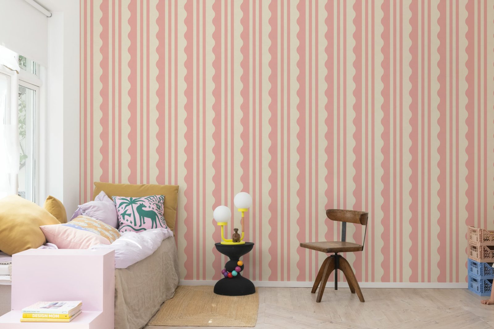 Wavy Stripe, Pink, Rebel Walls 3