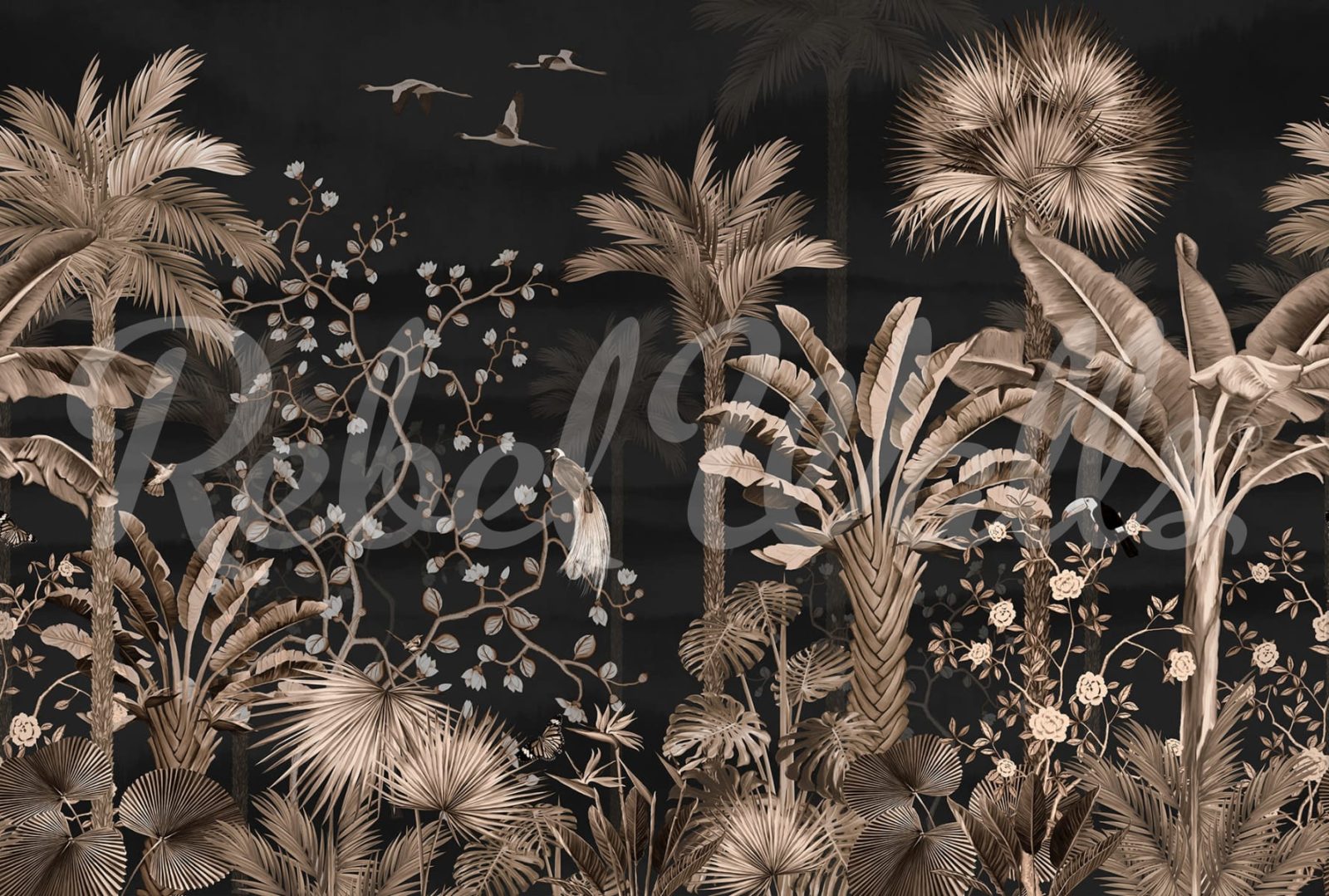 Magnolia Jungle, Black, Rebel Walls