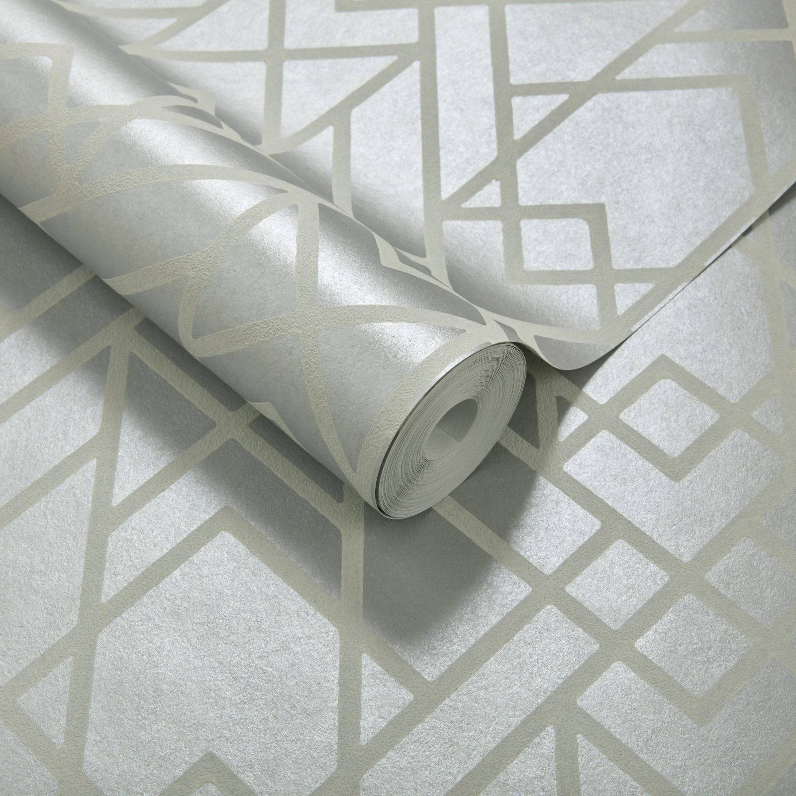 Metro, Soft Grey Silver Luxury Geometric, 1838 Wallcoverings, 5.3mp / rola 3