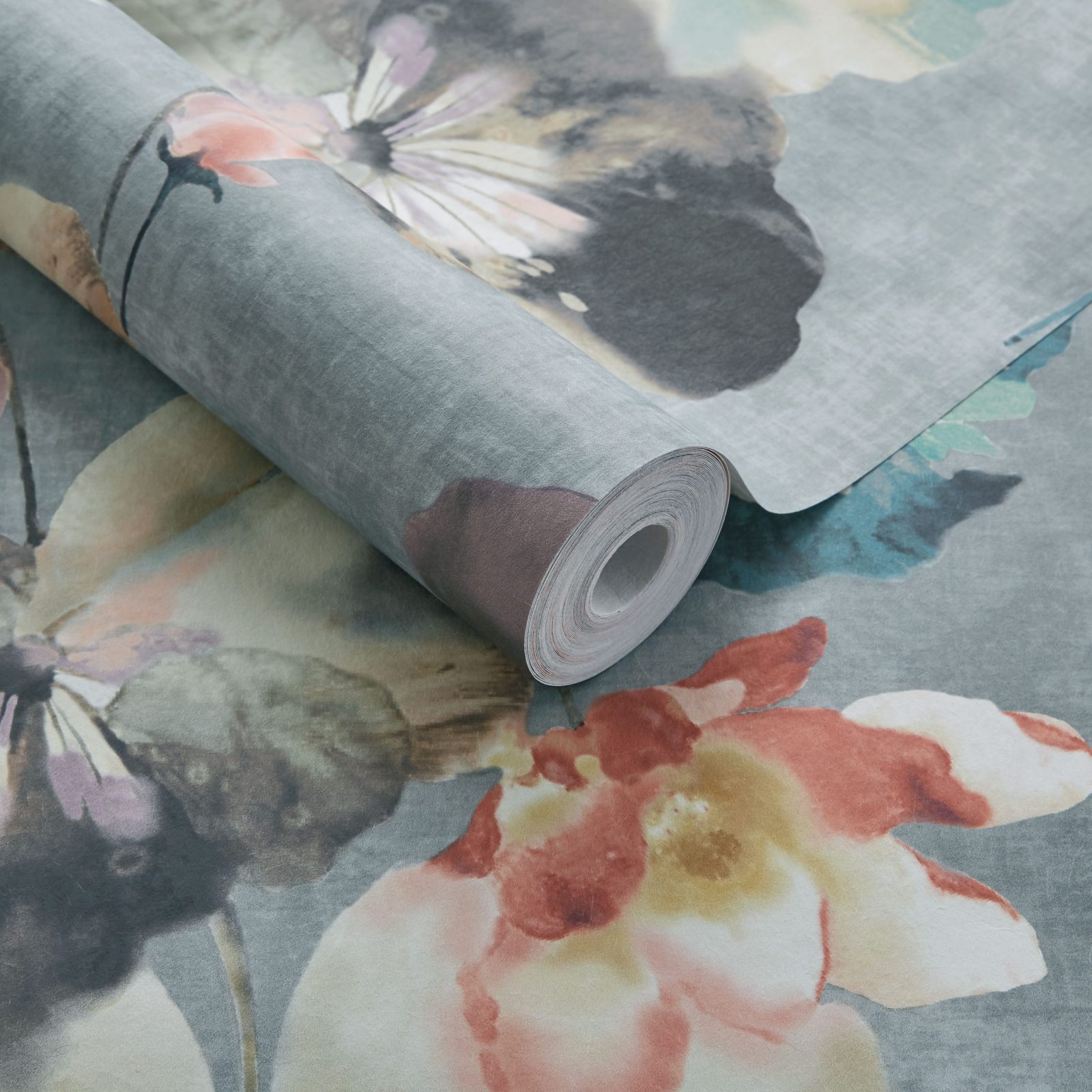 Water Lilies, Mineral Green Luxury Floral, 1838 Wallcoverings, 5.3mp / rola 3