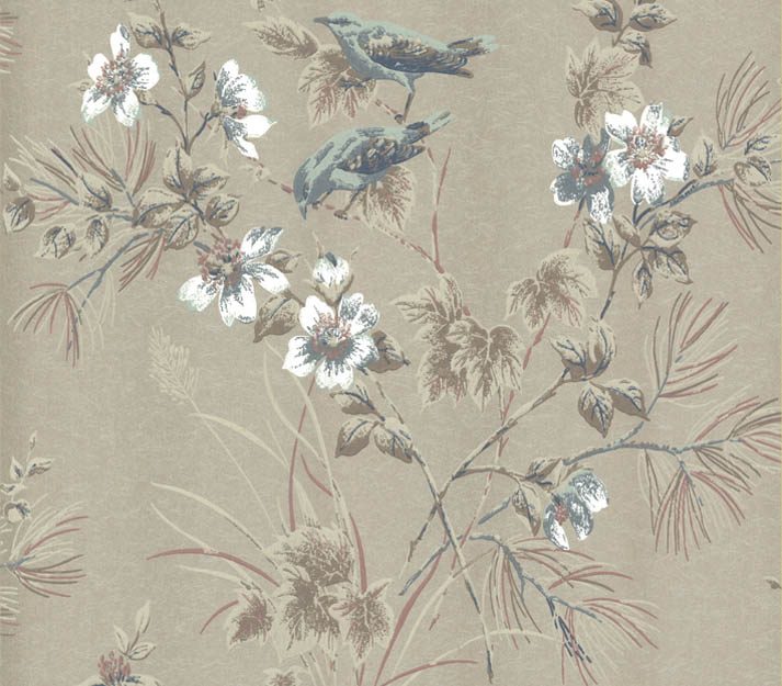 Rosemore, Taupe Metallic Luxury Bird, 1838 Wallcoverings, 5.3mp / rola 2