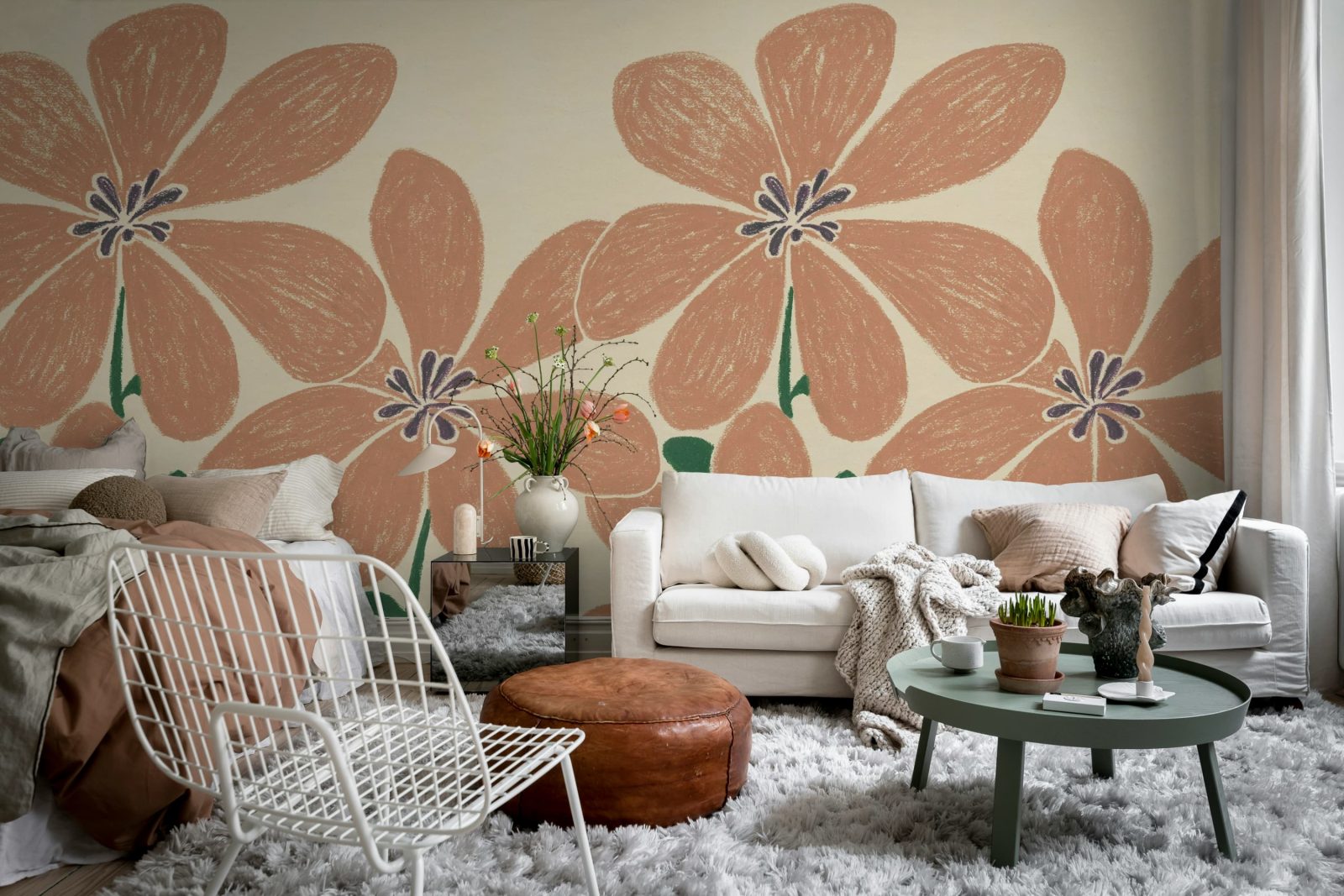 Sketched Flower, Red, Rebel Walls 3