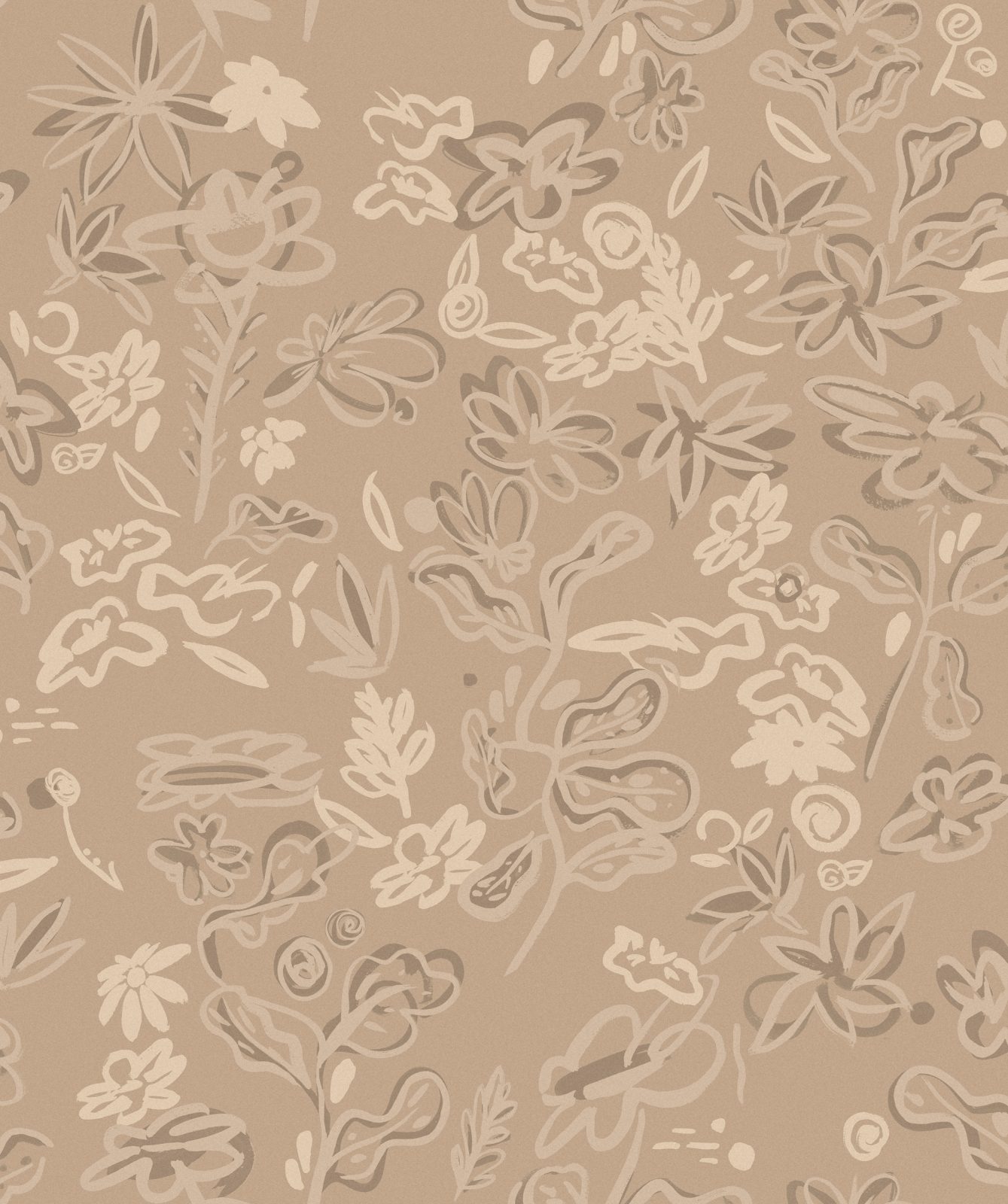 Crazy Flowers, Beige, TresTintas 5mp / rola