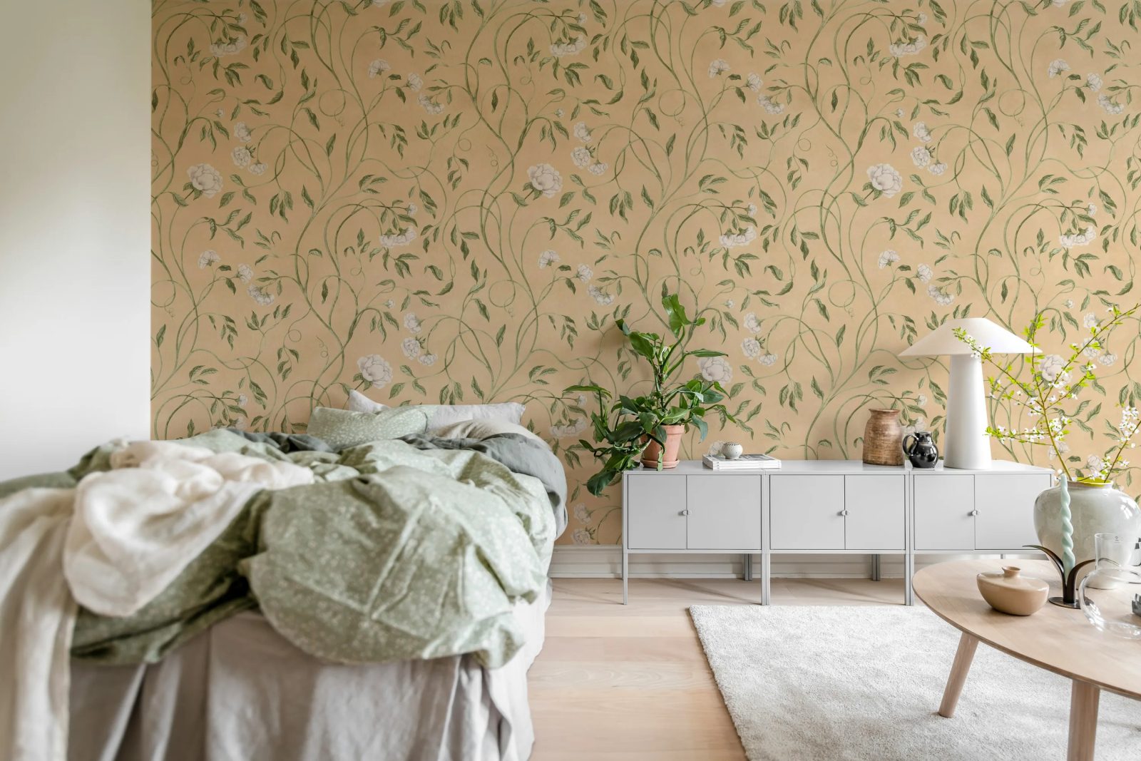 Peony Bloom, Peach, Rebel Walls 3