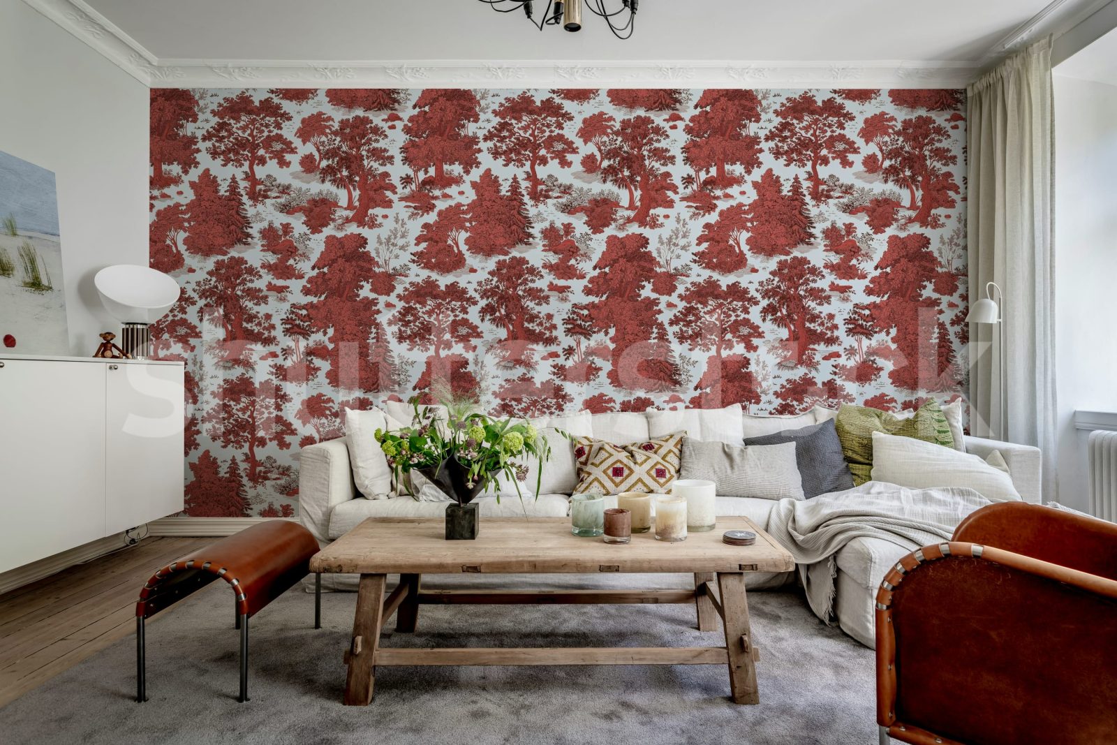 Woodland Toile, Red, Rebel Walls 2
