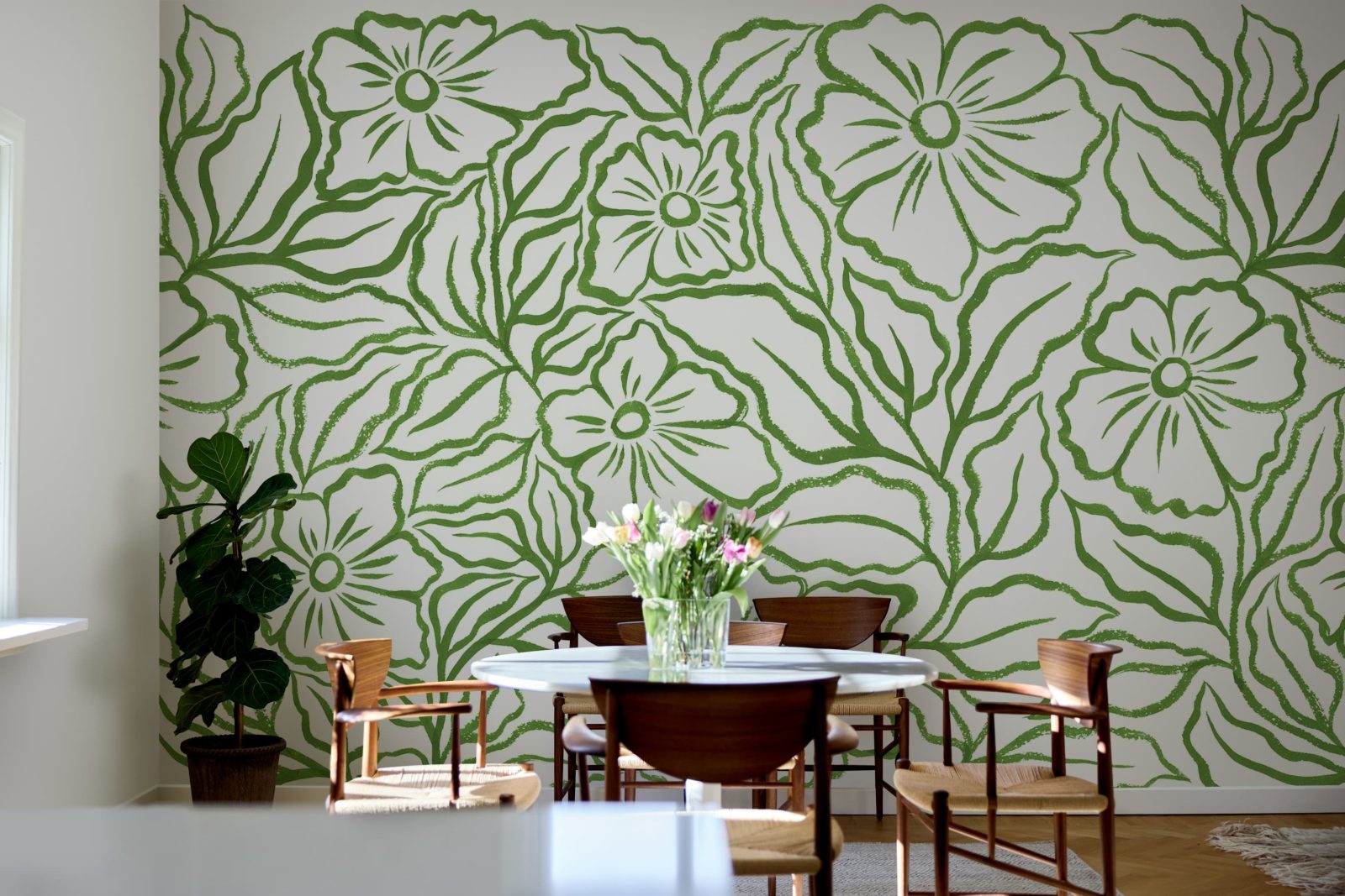 Ink Flowers, Green, Rebel Walls 2
