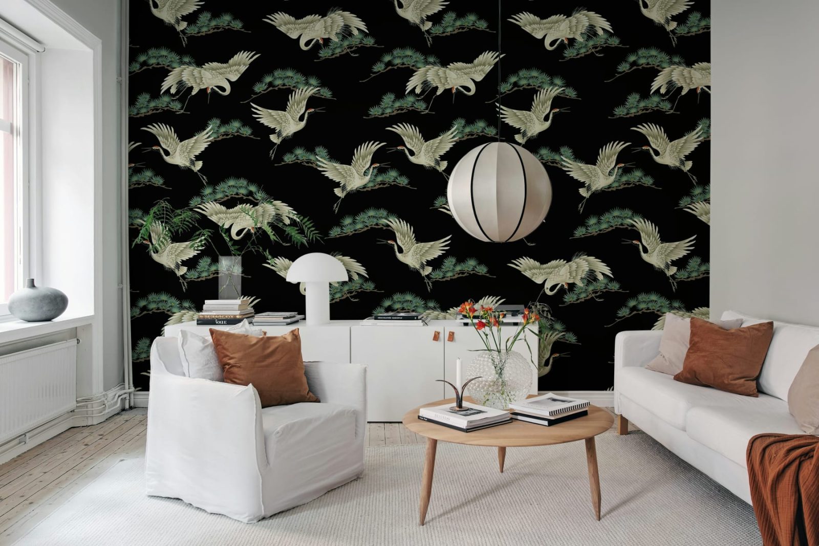 Flying Cranes, Black, Rebel Walls 2