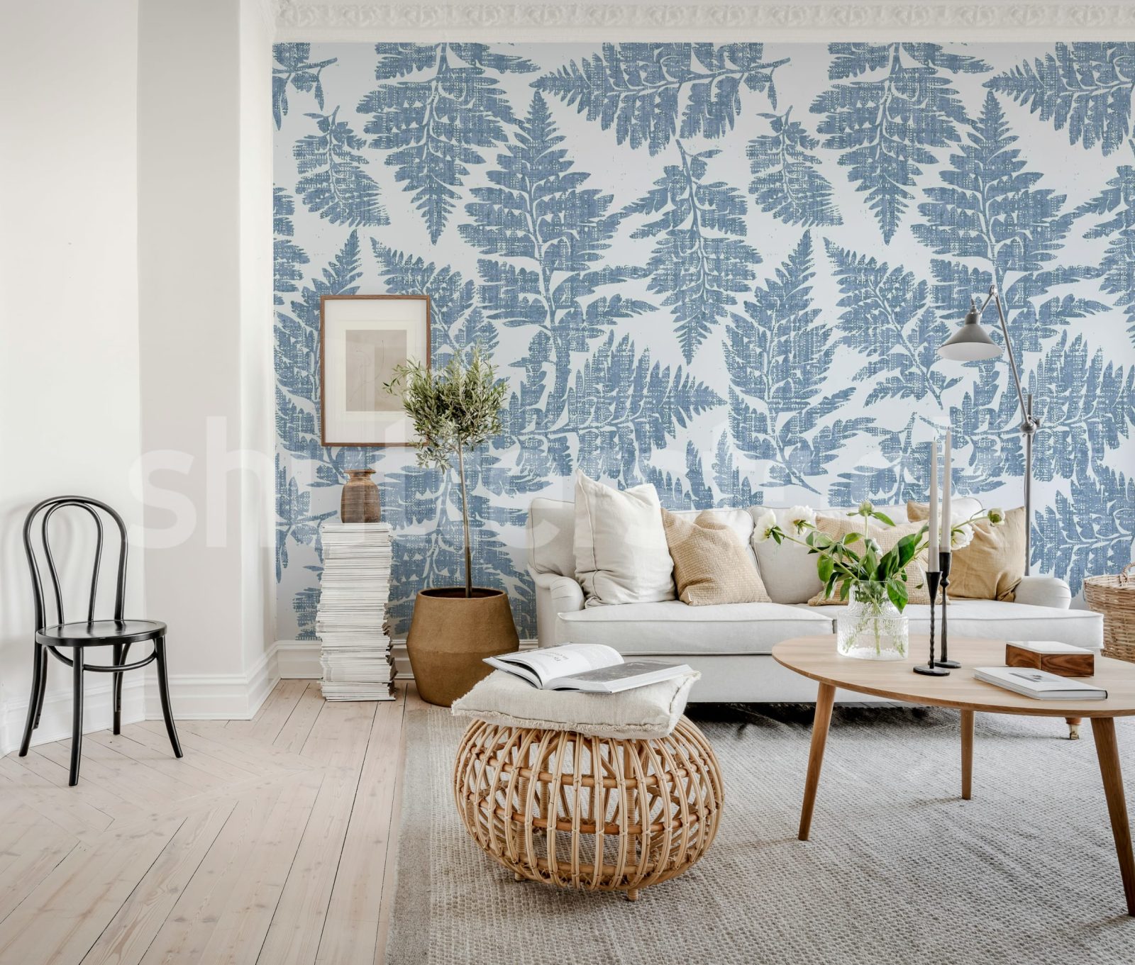 Fern Print, Blue, Rebel Walls 3