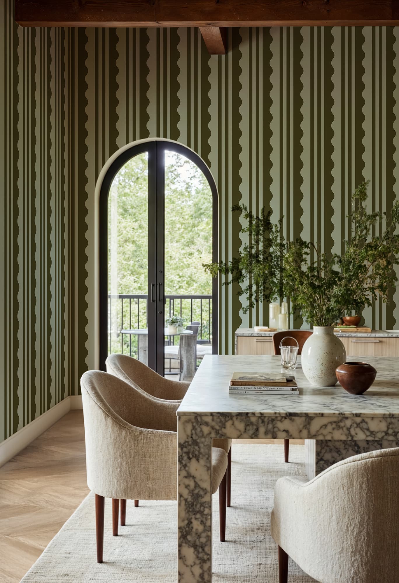 Wavy Stripe, Moss Green, Rebel Walls 2