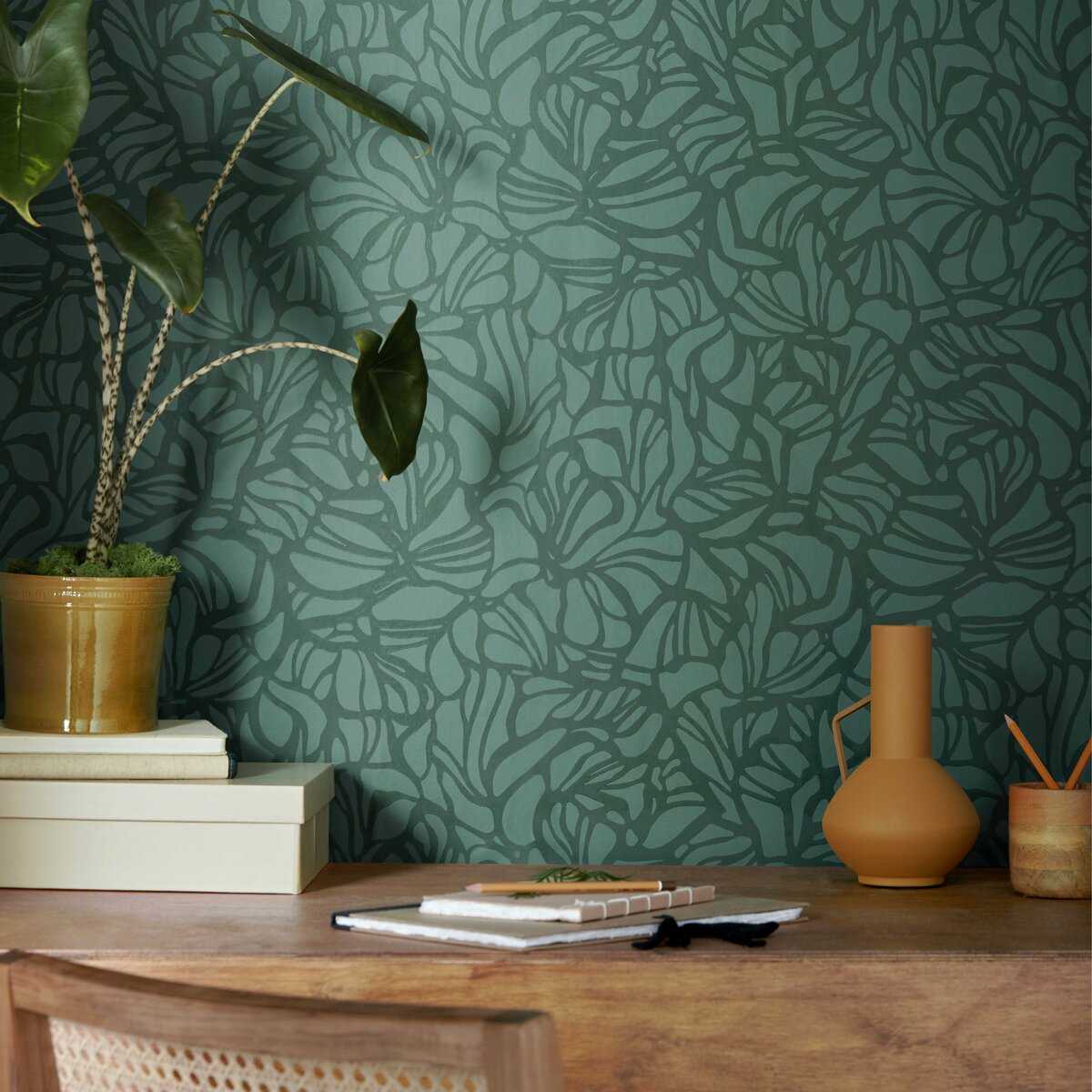 Purity, Forest Green Luxury Patterned, 1838 Wallcoverings, 5.3mp / rola 2