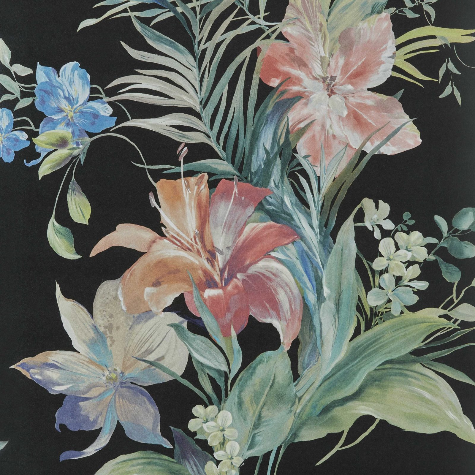 Lilliana, Jet Black Luxury Floral, 1838 Wallcoverings, 5.3mp / rola