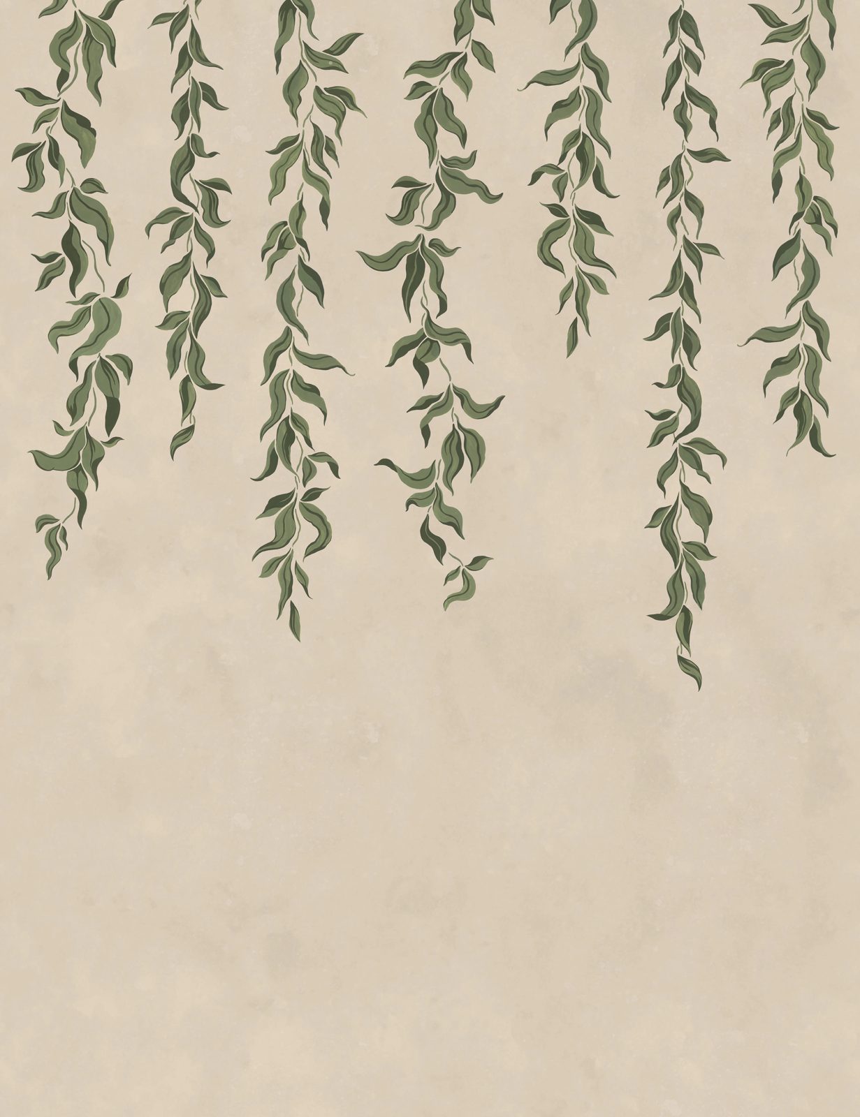 Hanging Leaves, Beige, Rebel Walls