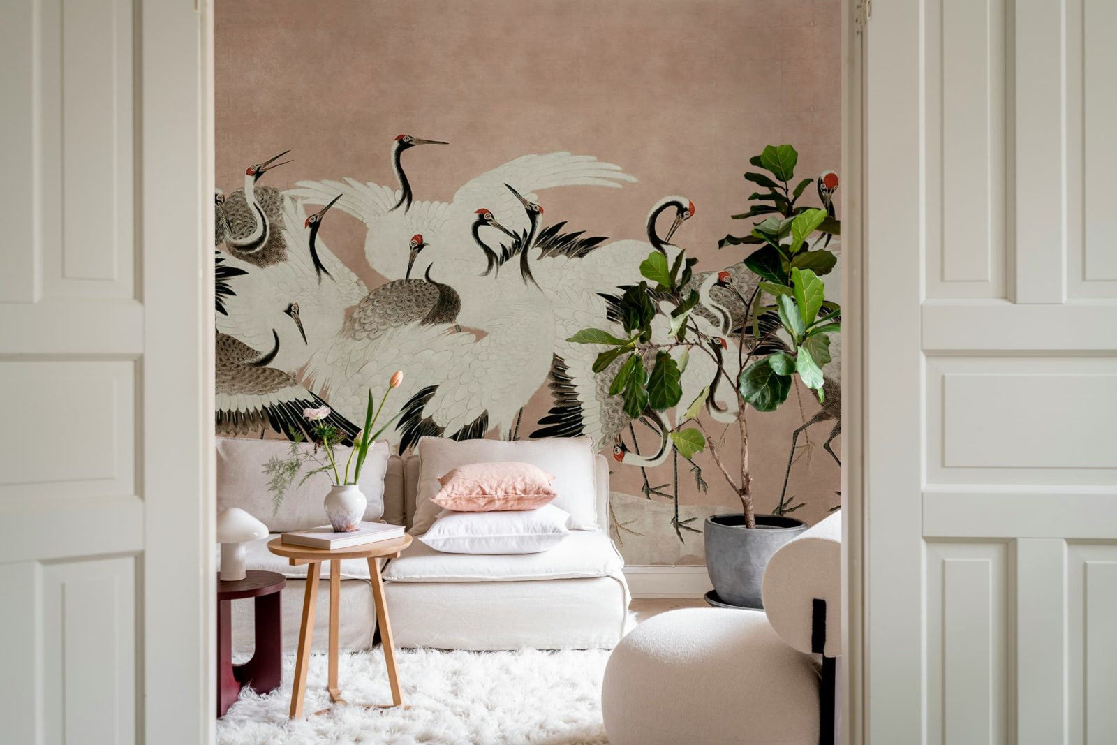 Dancing Cranes, Dusty Pink, Rebel Walls 2