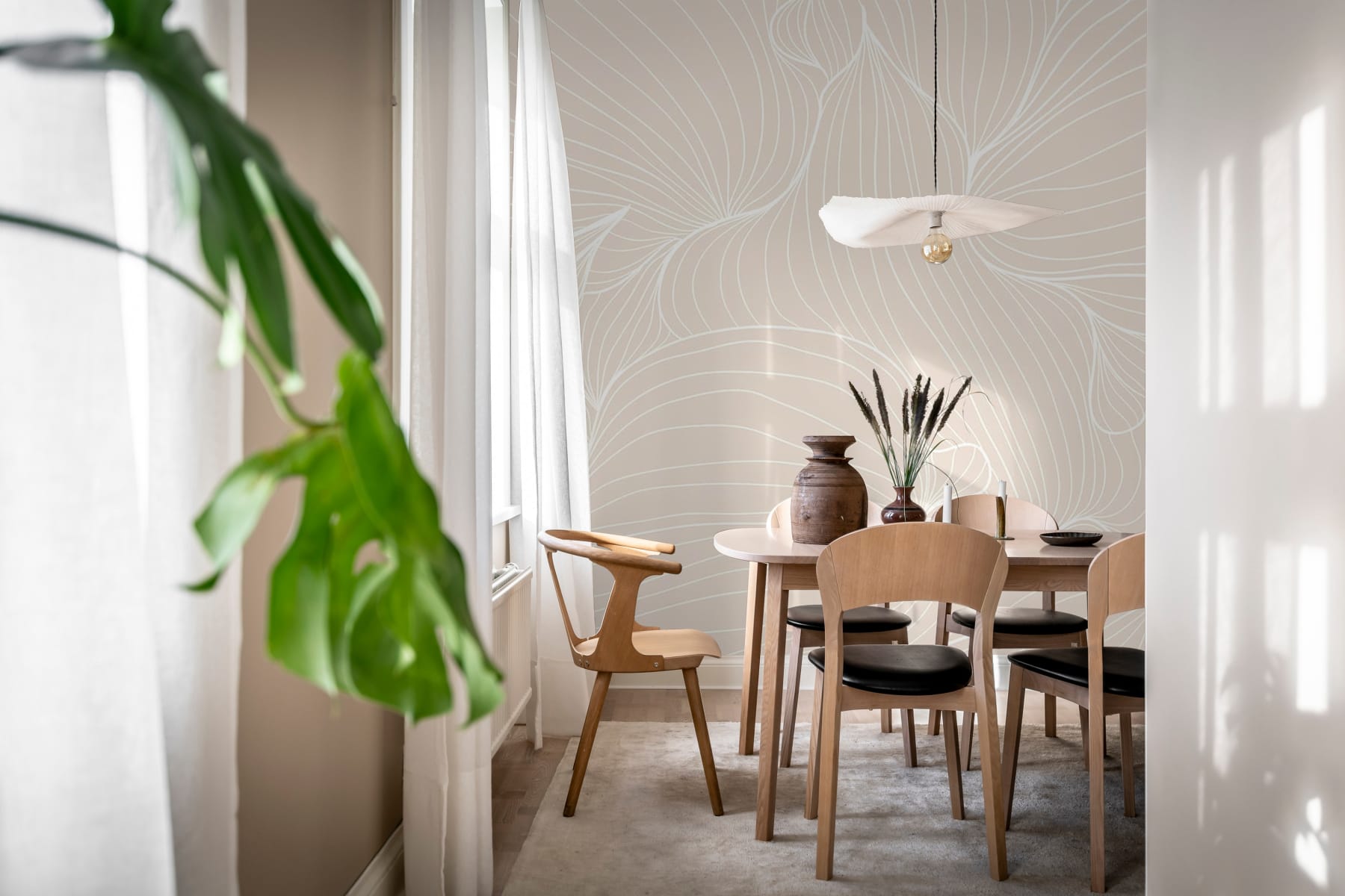 Plantain Lilies, Warm Beige, Rebel Walls 3