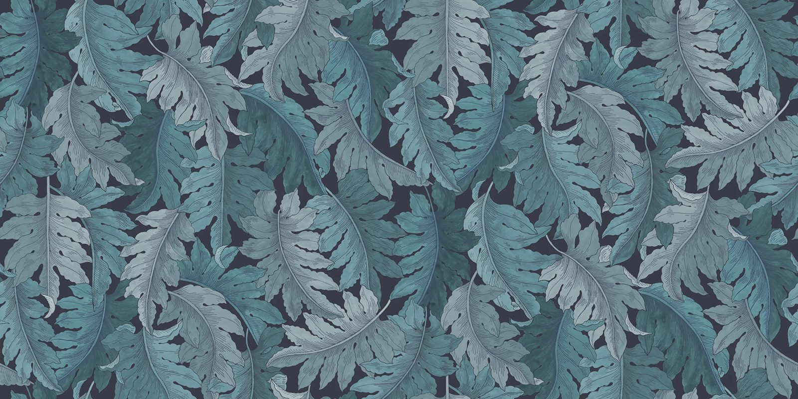 Swirling Fern, Blue, Rebel Walls