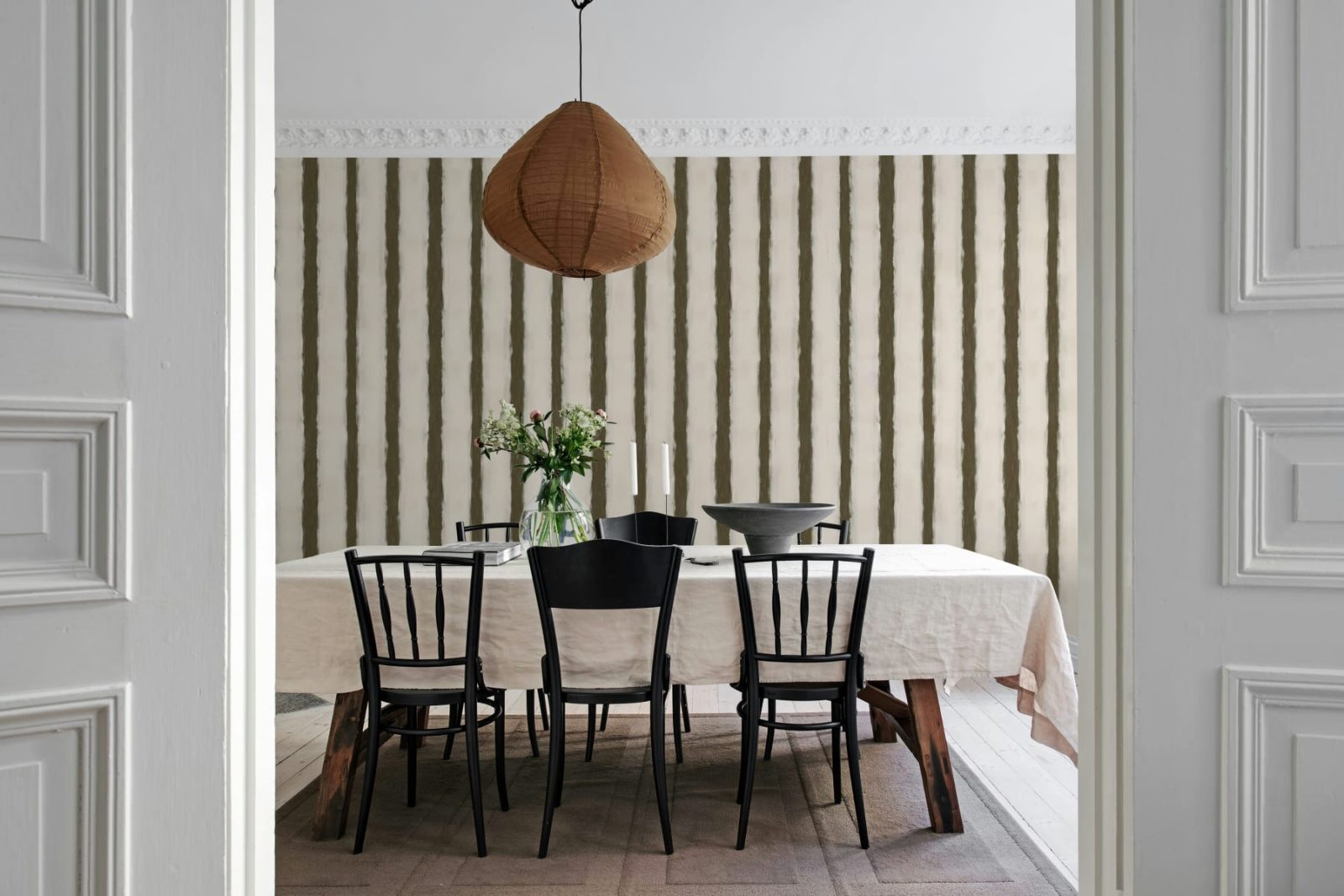 Painted Stripes, Brown, Rebel Walls 3