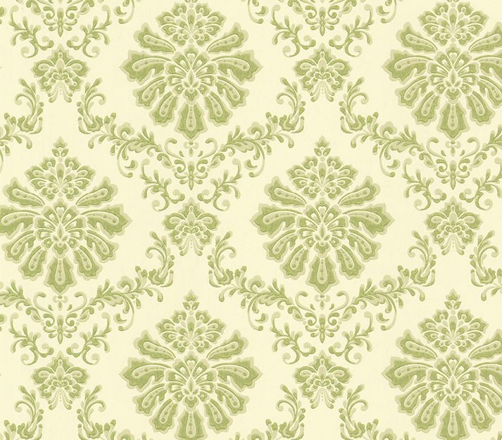 Broughton, Lime Green Luxury Damask, 1838 Wallcoverings, 5.3mp / rola