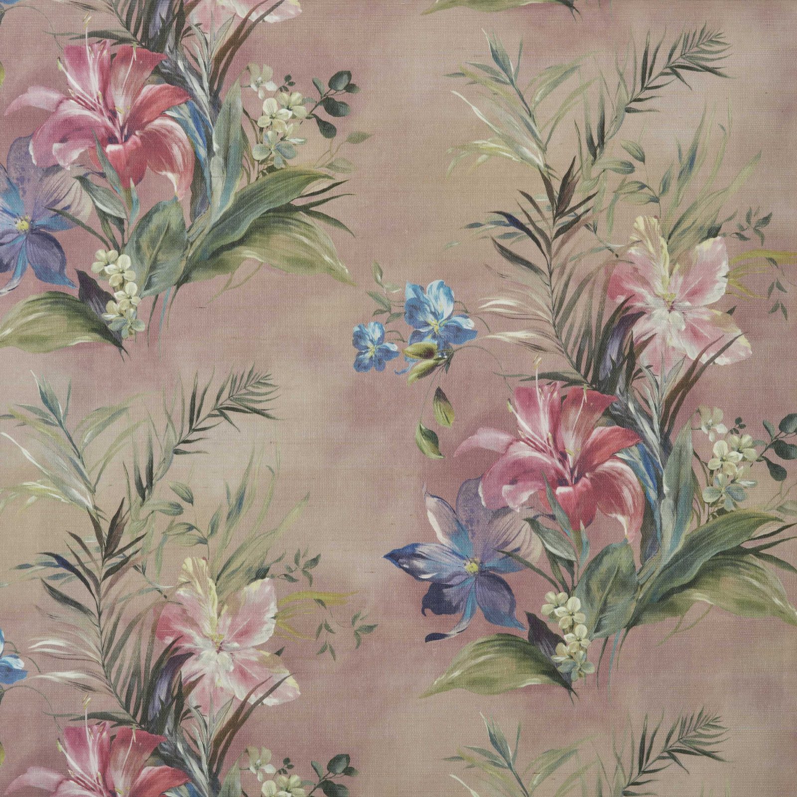 Lilliana, Blush Pink Luxury Floral, Fibre naturale (Grasscloth), 1838 Wallcoverings, 5.1mp / rola