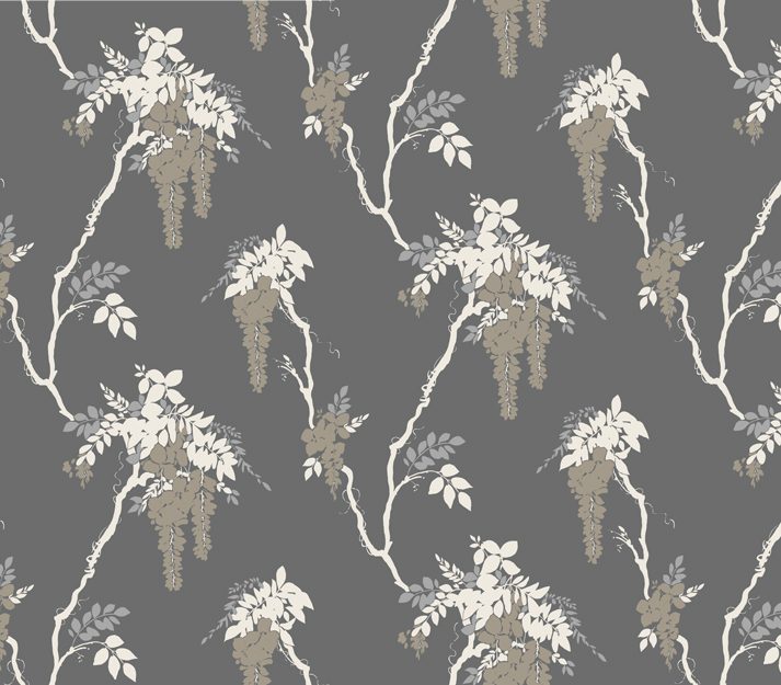 Leonora, Grey Luxury Floral, 1838 Wallcoverings, 5.3mp / rola