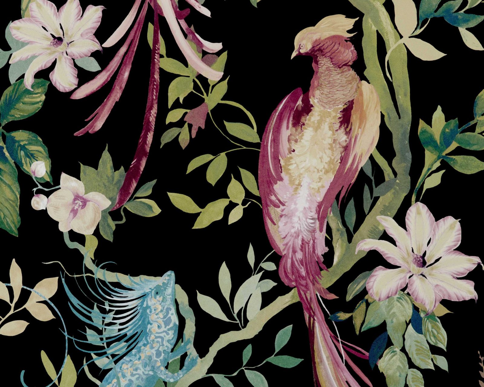 Bird Sonnet, Jet Black Luxury Bird, 1838 Wallcoverings, 7mp / rola
